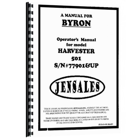 New Operator's And Parts Manual For Byron Tractor